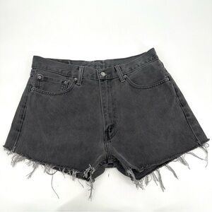 3/$15 Levi’s 505 Jean Shorts Cutoffs DIY Custom Frayed Faded Black Denim READ